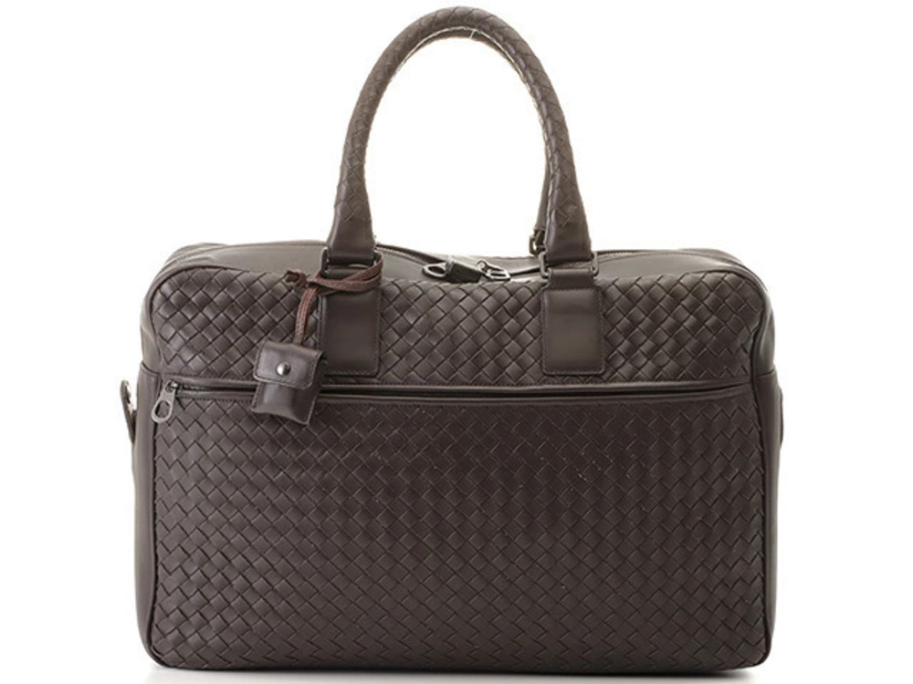 BOTTEGA VENETA Intrecciato Briefcase Business Bag Dark Brown Leather